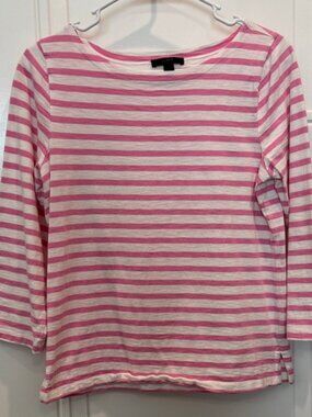 J. Crew Pink and White Striped Tee s